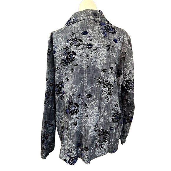 Analogy Woman Embossed Denim/Velvet Jacket Blazer Size‎ XL - Picture 4 of 8